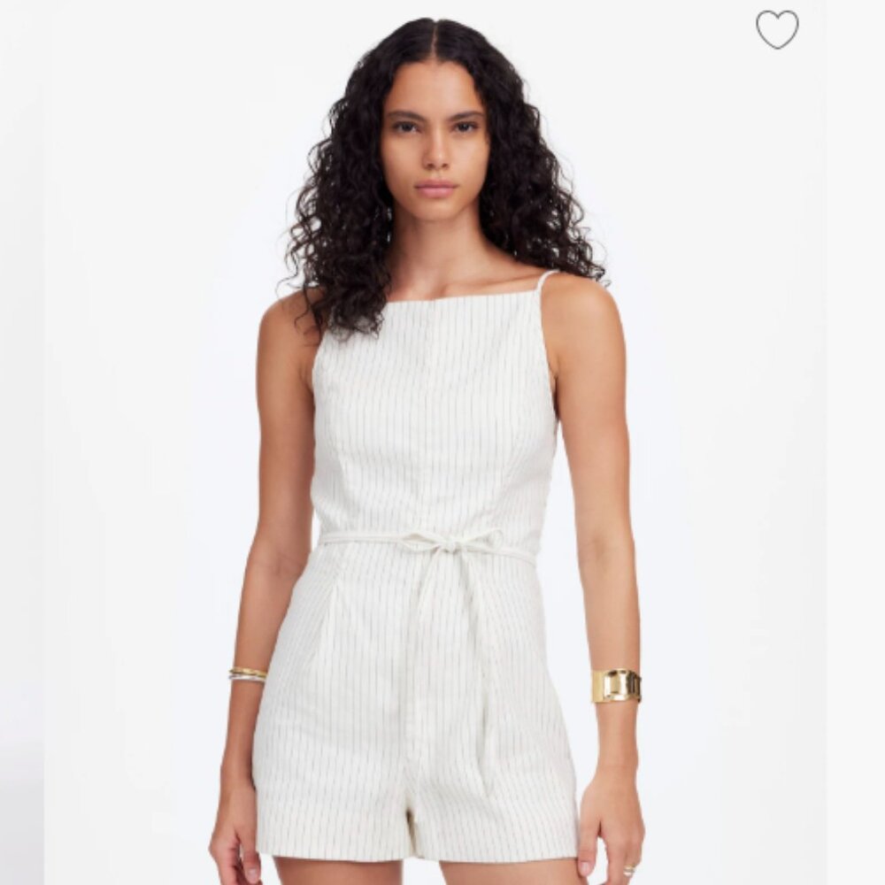 Madewell Sleeveless Square-Neck Pleated Romper NWT